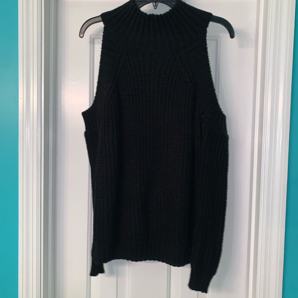 Black cold shoulder sweater